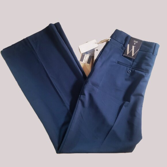 NWT! Worthington Women's Wide Leg High-Rise Blue Flat Front Trouser - Size 8 - Picture 1 of 15